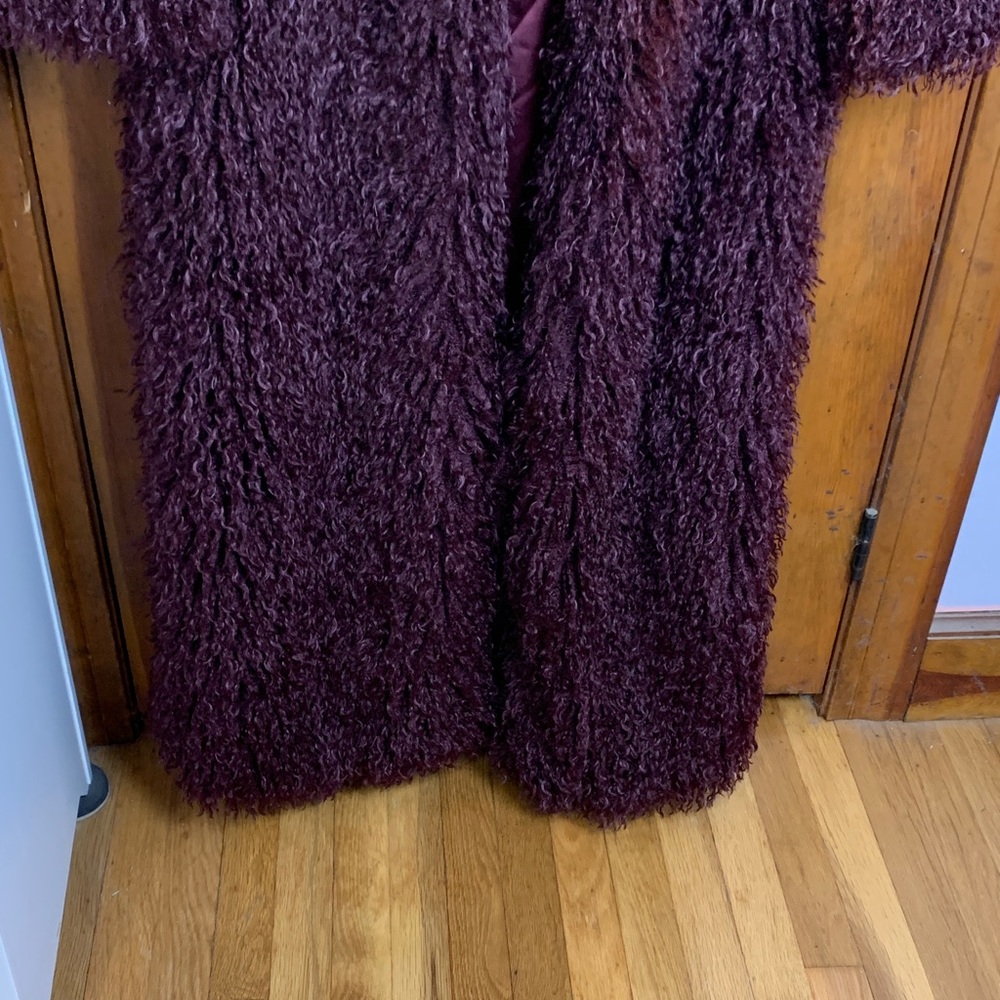 Naked Wardrobe dark plum Faux Fur plush long coat small new with tags - Picture 4 of 7